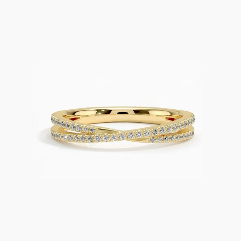 Felistly Jewelry:French Holiday Collection - Stackable S925 Gold Plated Moissanite Rings (Dainty Unisex Set)