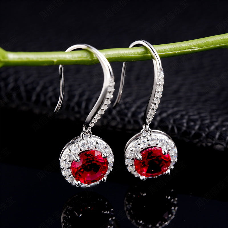 Pigeon Blood Red Lab Ruby Ear Hooks – 925 Silver Customizable Dangle Earrings