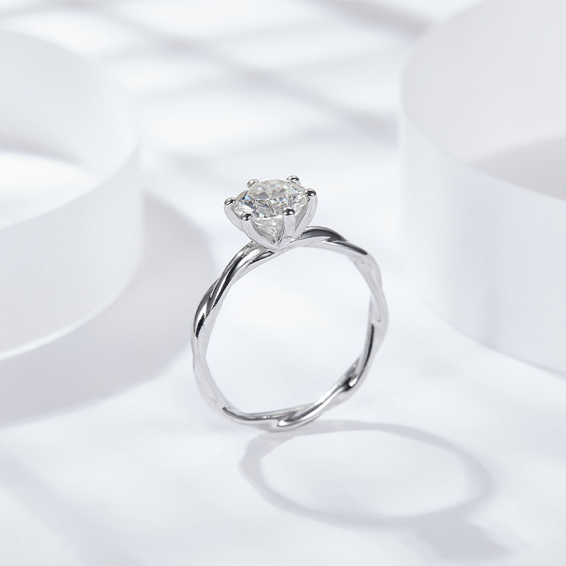 engagement rings for women | Elegant 1ct D Moissanite Ring - 925 Silver Rhodium Vine Setting for Women |moissanite vintage rings