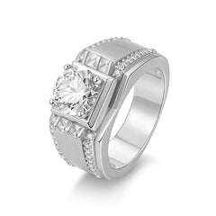 Felistly Jewelry: Men gents ring Men's 2CT Moissanite Ring in S925 Sterling Silver 18K Gold Plated, Hypoallergenic Wedding Band, Luxury Business Gift for Him