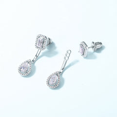 2-Way Pear Moissanite Earrings - 925 Silver Convertible Stud/Dangle Earrings