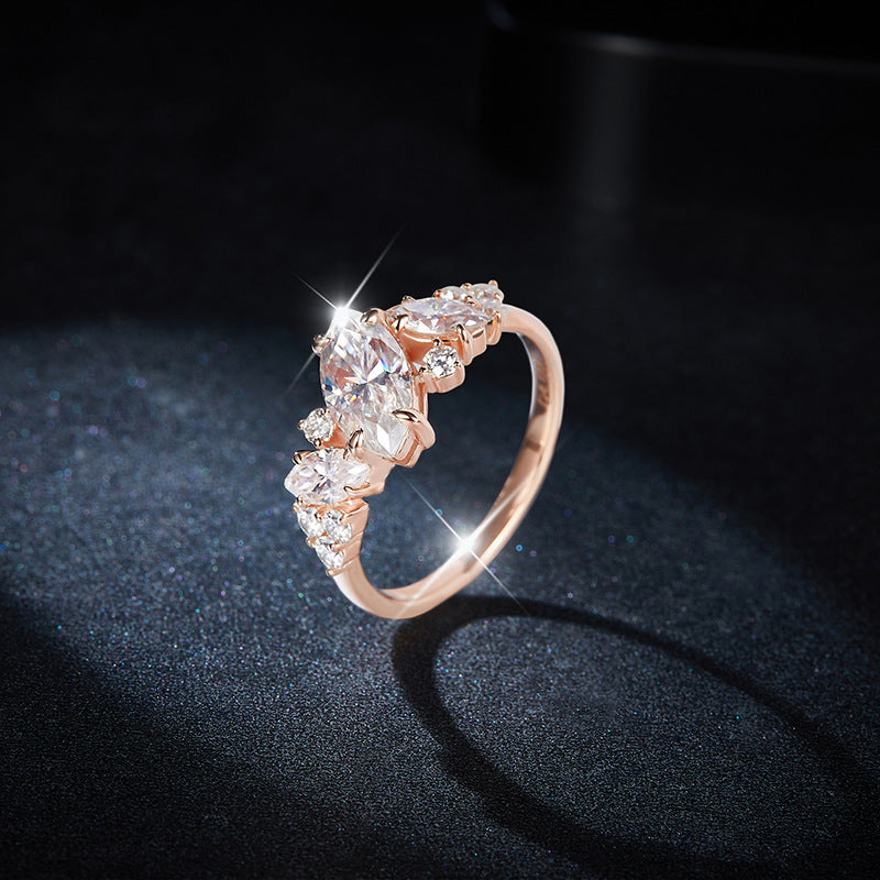 Felistly Jewelry: engagement rings for women| Bestselling Asymmetric Marquise 1ct Moissanite Ring in Sterling Silver 18K Rose Gold Plated - Trendy Women's Jewelry