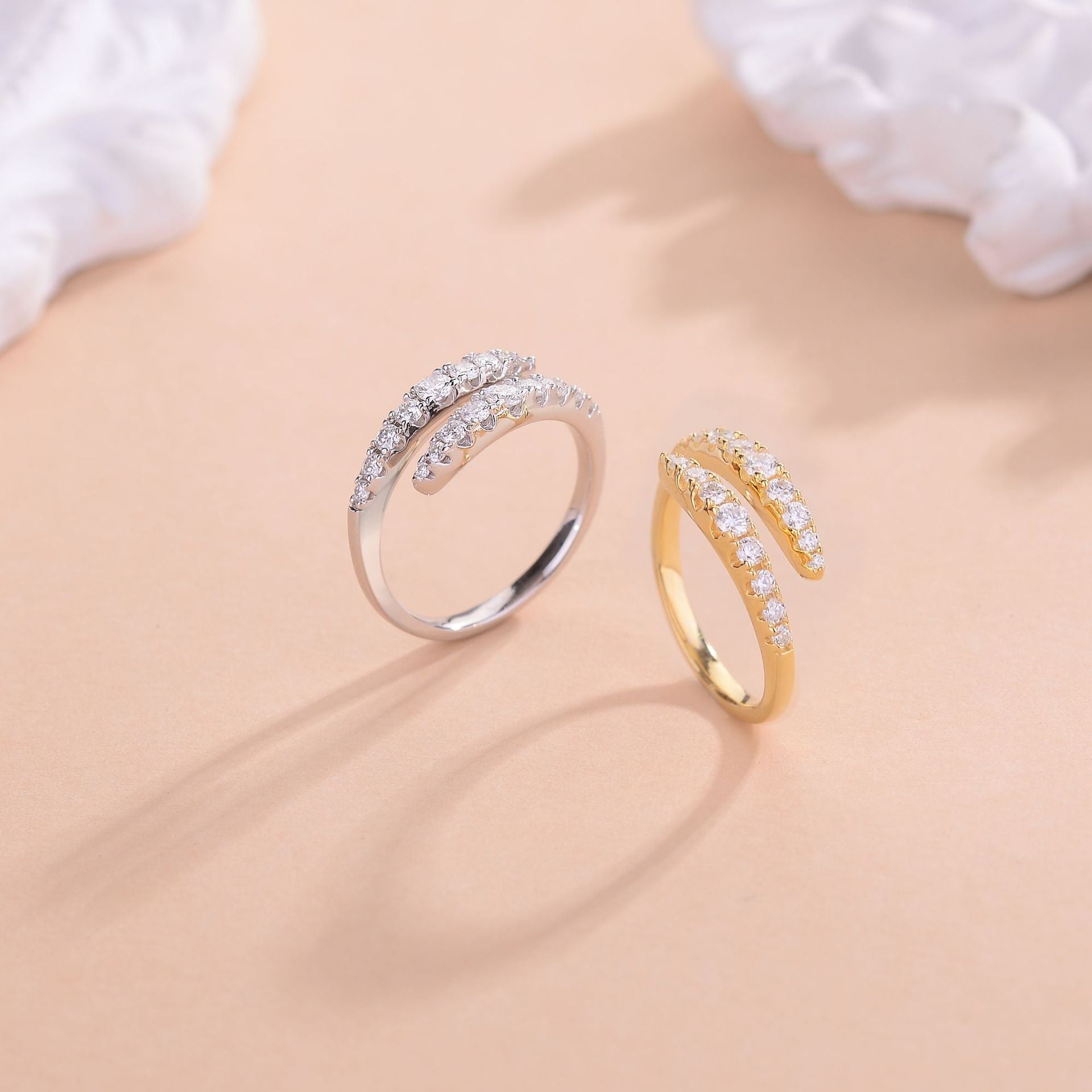 wedding bands for women moissanite| Viral 1ct D Moissanite Open Ring - Rhodium Plated 925 Silver Double Stackable Band