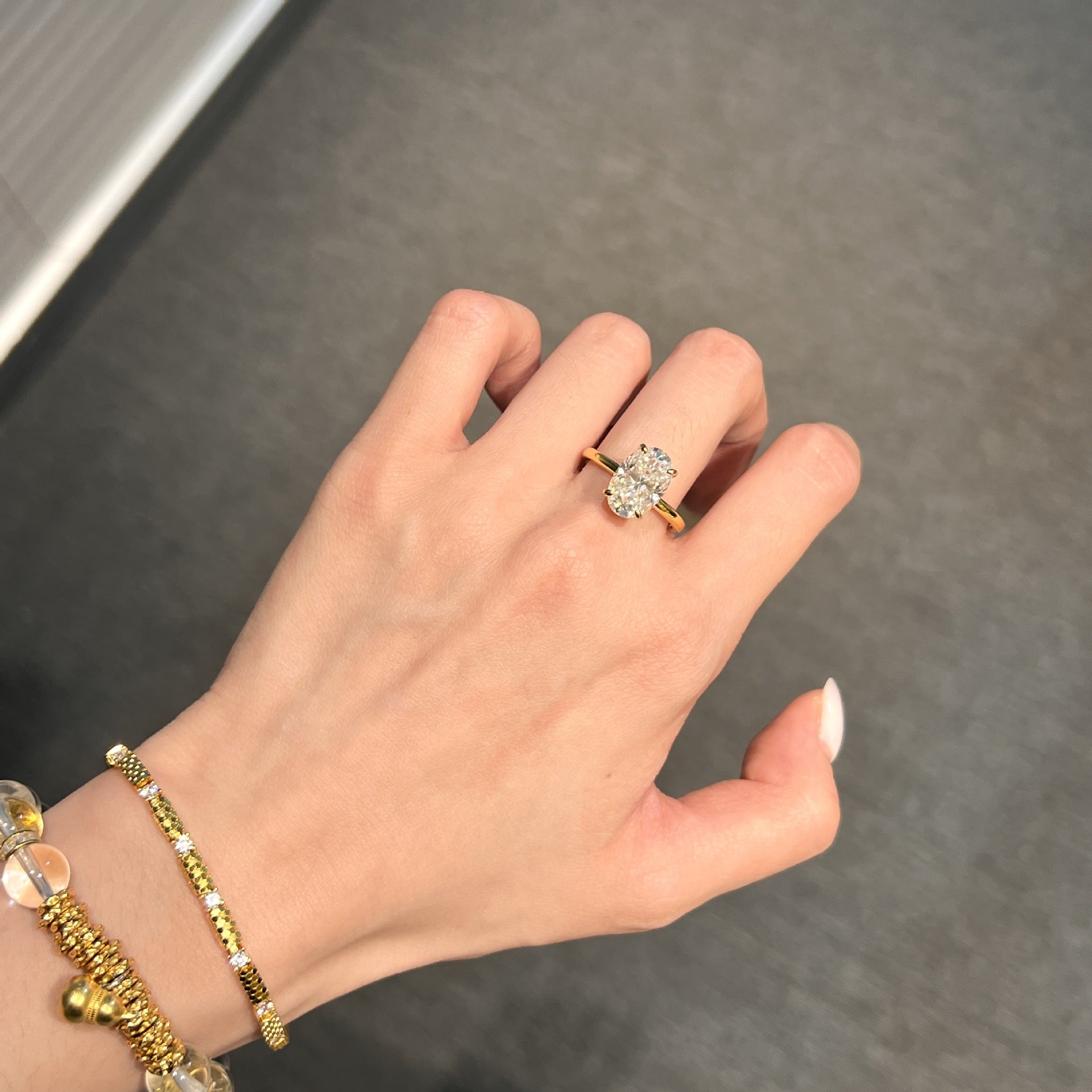 Felistly Jewelry: 3 Carat Classic Pigeon Egg Moissanite 925 Silver Platinum-Plated Engagement Ring
