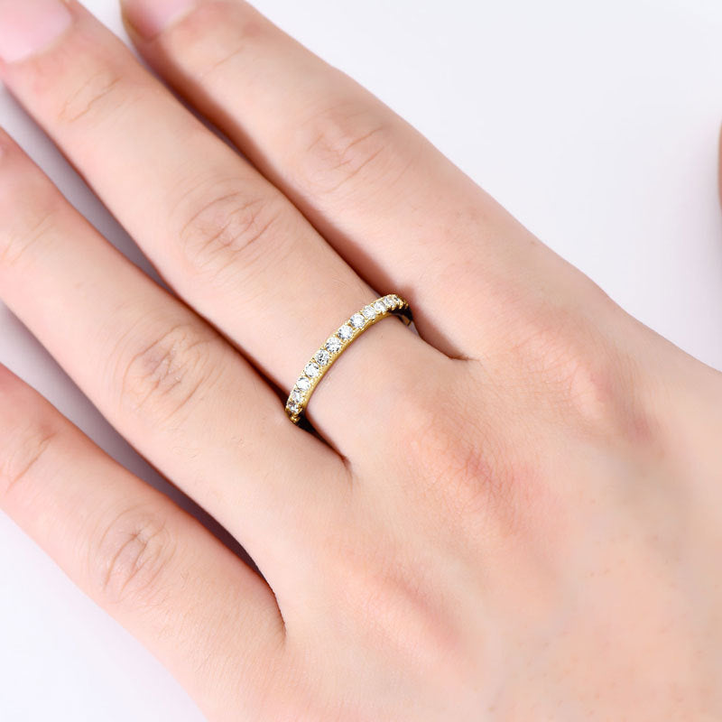 Felistly Jewelry Moissanite  Full Eternity Thin Wedding Band For Women