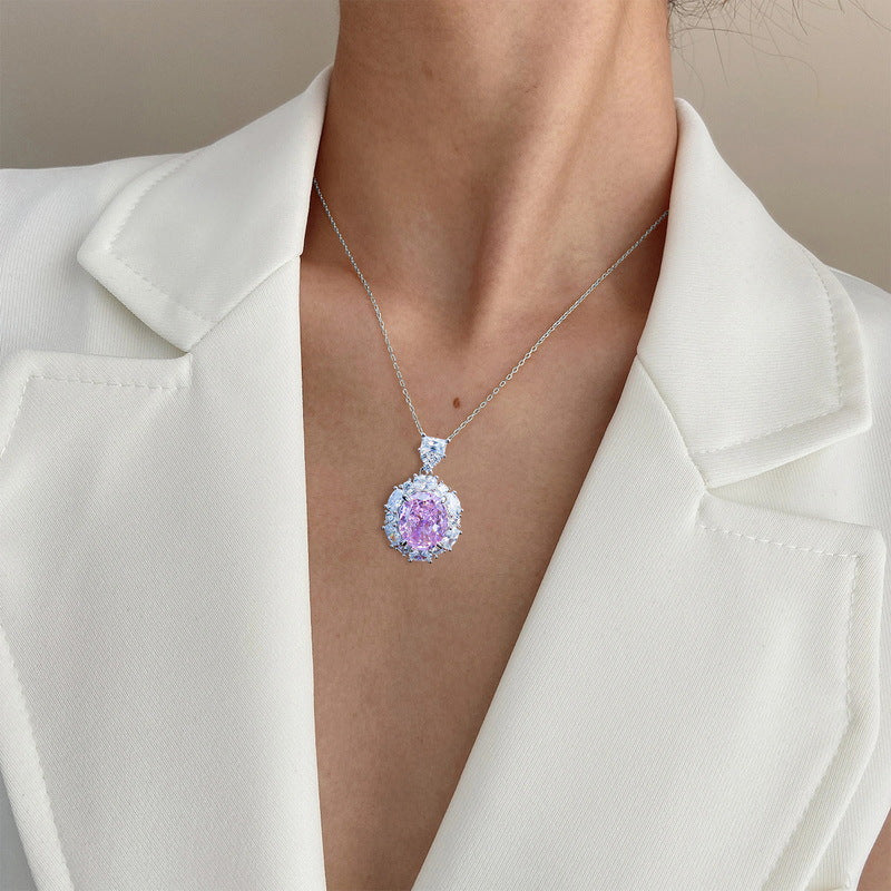 Dainty Snowflake Pink Sapphire Pendant - 925 Silver Lab-Grown Gemstone Necklace for Women