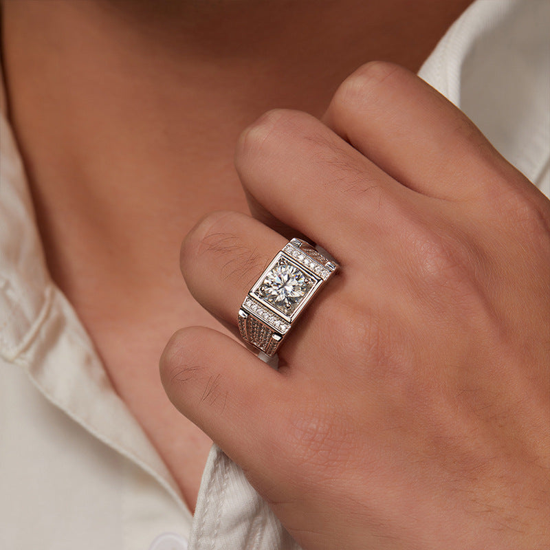 3-Carat Full Pavé Square Cut Ring - Dazzling Starry Sparkle for Trendsetters