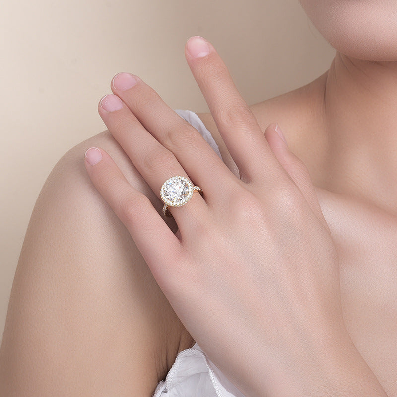 Felistly Jewelry: engagement rings for women | Classic Vintage 5ct Round Bezel Set Ring in Sterling Silver 18K Yellow Gold Plated |moissanite vintage rings
