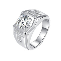 Felistly Jewelry men gents ring S925 Sterling Silver Moissanite Men's Ring 2CT Light Luxury Design Fashion Elegant High-end Wedding Band