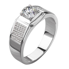 Men gents ring Men's Moissanite Ring - 1ct D Color Moissanite in 925 Sterling Silver with Halo Setting