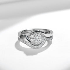 Antique-Inspired Snowflake Moissanite Ring – Platinum Over Sterling Silver