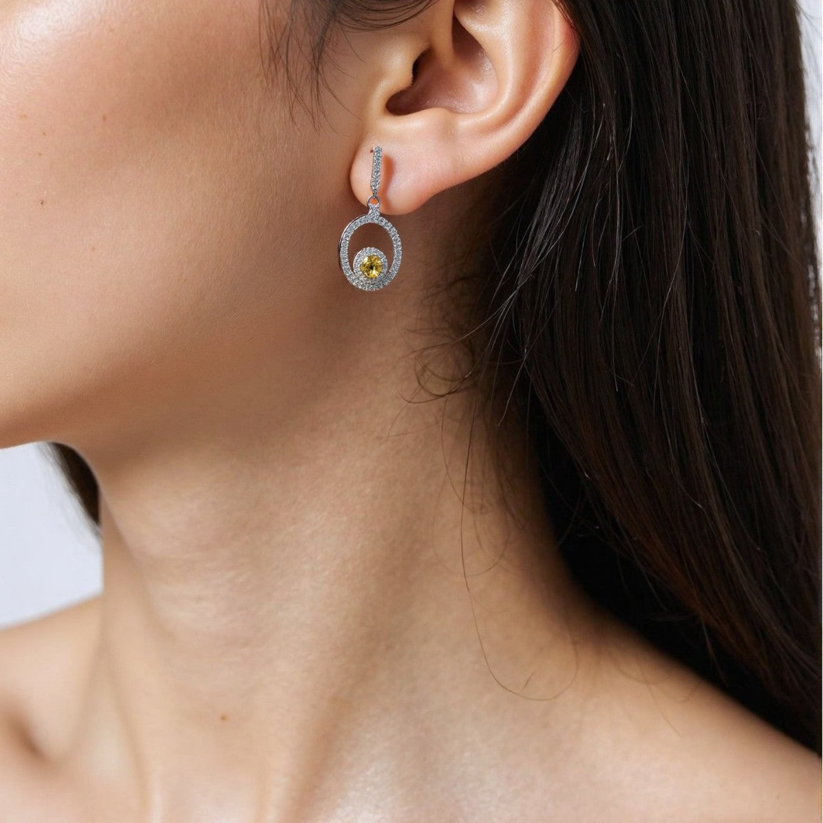 Natural Amethyst Citrine Earrings - 18K Gold Plated 925 Silver Studs (Chakra Healing Gemstones)