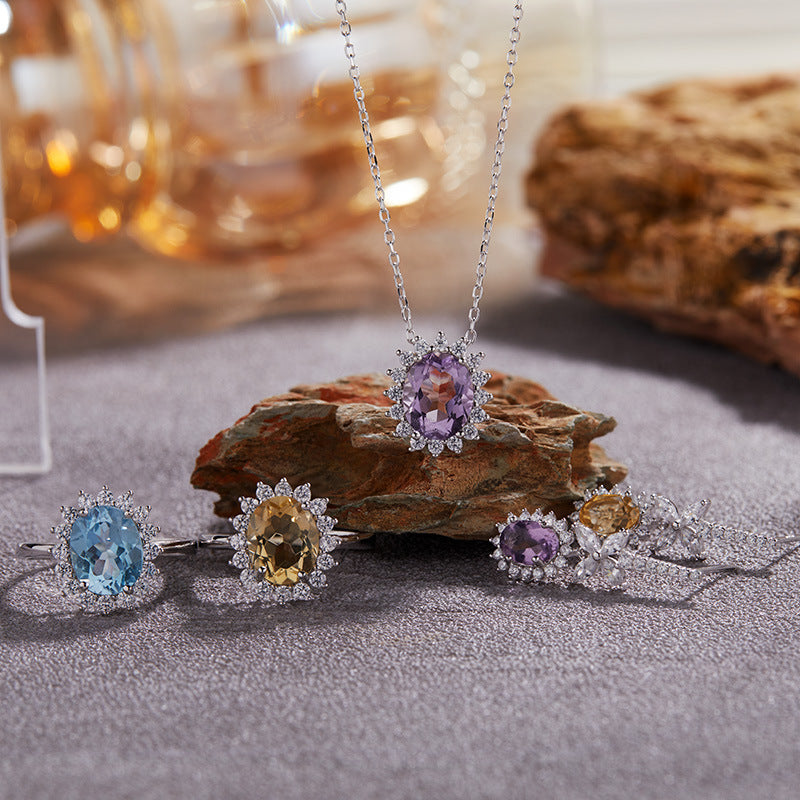 Nature-Inspired Floral Butterfly Earrings - 925 Silver & 18K Gold Long Drop Earrings with Natural Gemstones