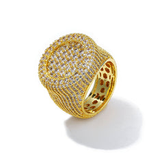 Men's Premium Hip-Hop Style Full Pavé Zircon Dome Ring – Luxury Streetwear Accessory