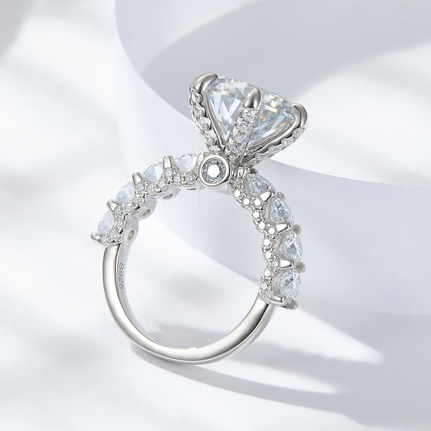 5ct Firework Moissanite Ring - Platinum Over Sterling Silver Engagement rings for women | moissanite vintage rings