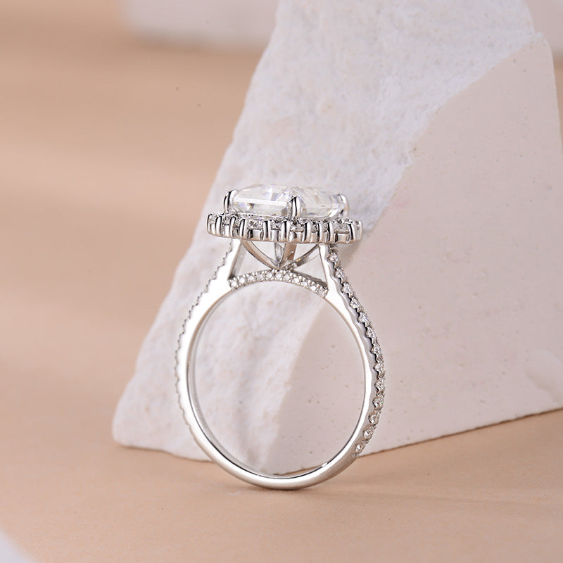 Felistly Jewelry: Radiant Cut Moissanite Engagement Rings | 2025 New 5ct 8x10mm Radiant Cut Full Moissanite Ring in 925 Silver Gold Plated - Cross-Border Best Seller