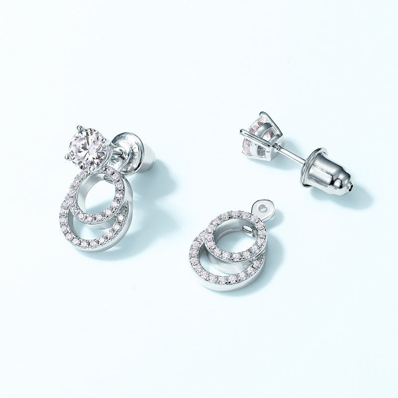 1ct Moissanite Double Hoop Earrings - 925 Silver Face-Framing Jewelry for Women