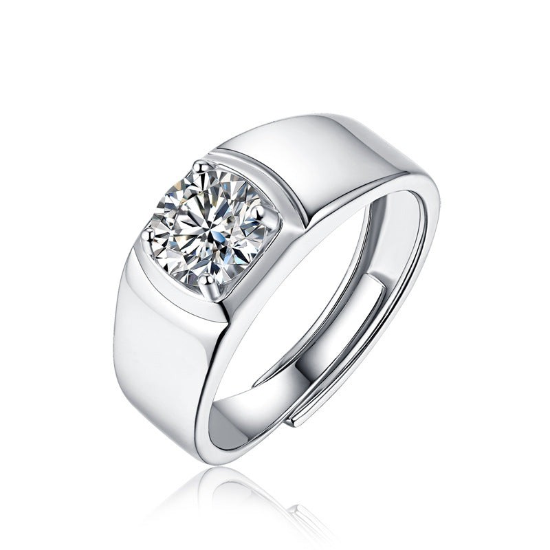 Felistly Jewelry: Men gents ring 3ct Moissanite Men's Ring S925 Sterling Silver Minimalist Fashion Wedding Band, Gift for Boyfriend/Husband/Father's Day