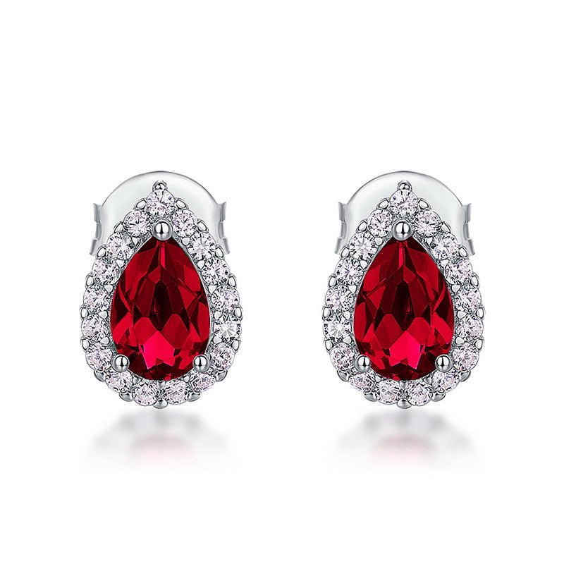 Minimalist Luxury Teardrop Earrings for Women – S925 Silver with Lab-Created Colored Gemstones