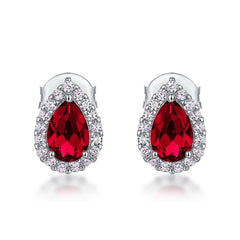 Minimalist Luxury Teardrop Earrings for Women – S925 Silver with Lab-Created Colored Gemstones
