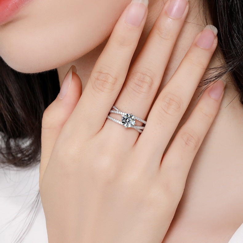 Three Lifetimes Love: 1ct D Color Moissanite Rhodium Ring - Mismatched Stackable Design |engagement rings for women