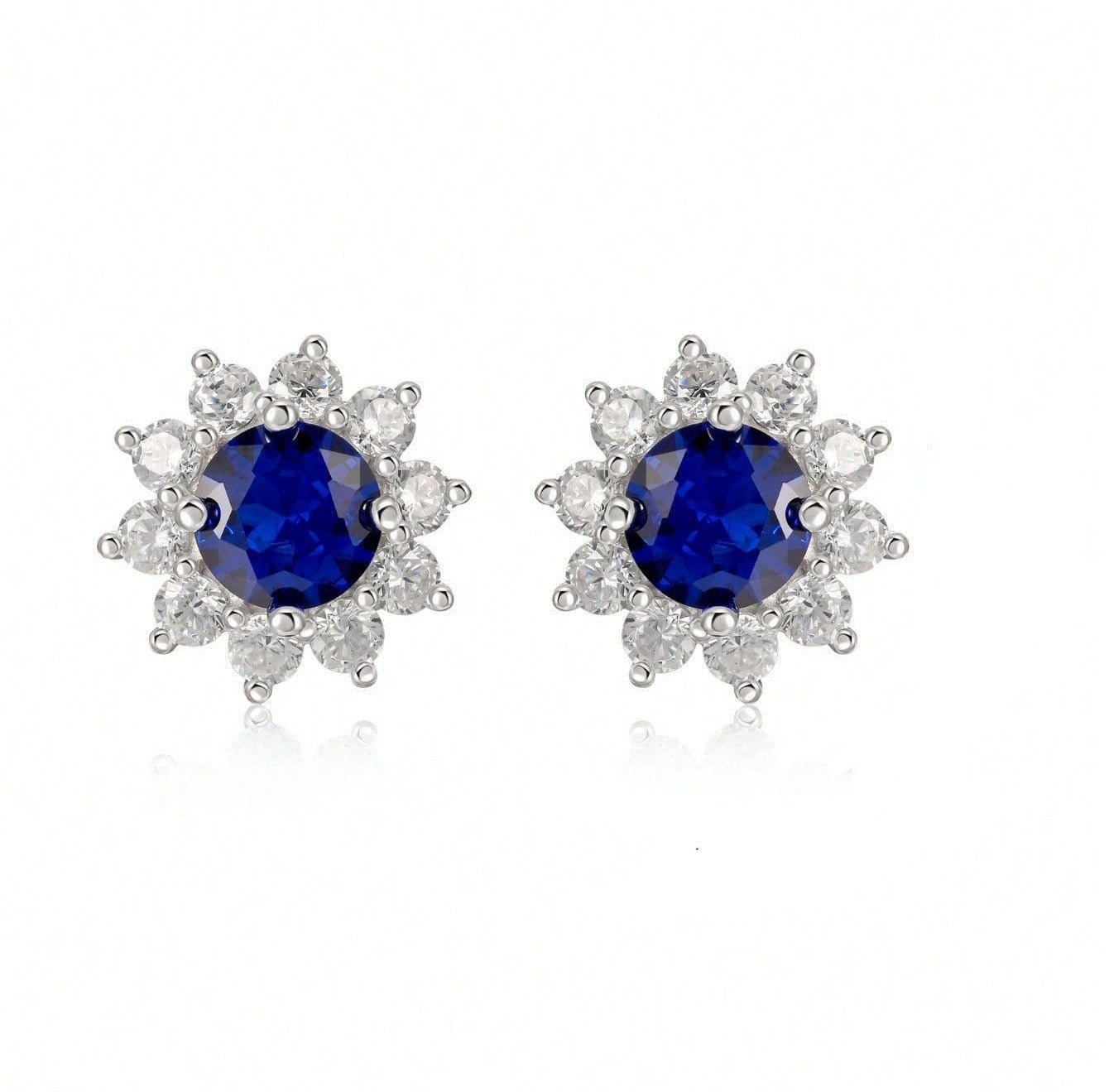 Floral Ruby Stud Earrings - Lab-Created Gemstone 925 Silver Everyday Jewelry