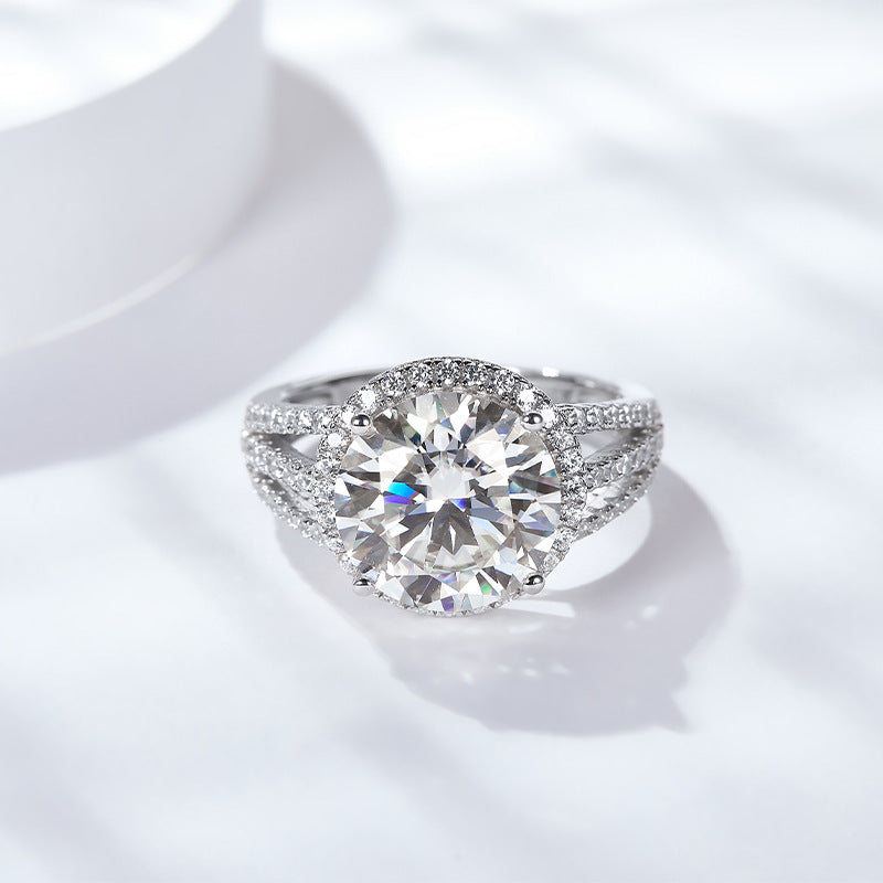 Felistly Jewelry: 5CT Premium Forever One Moissanite Solitaire Ring - Platinum Over Sterling Silver Bridal Jewelry