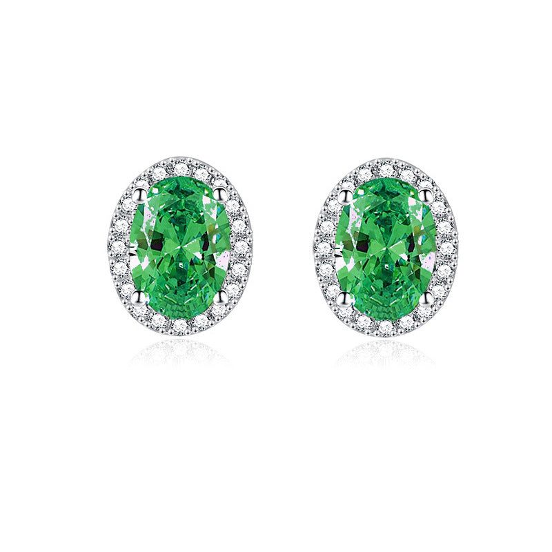 Birthstone Stud Earrings - 925 Silver 12 Months Gem Collection (Hypoallergenic)