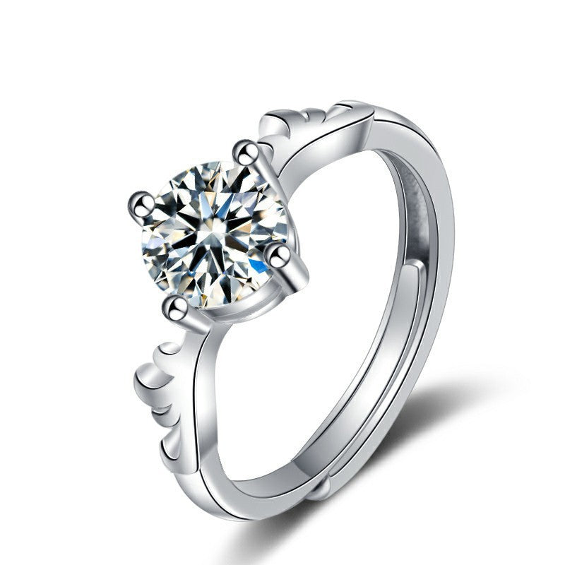 wedding bands for women moissanite Platinum-Plated Moissanite Deer Ring – 925 Silver Romantic Jewelry