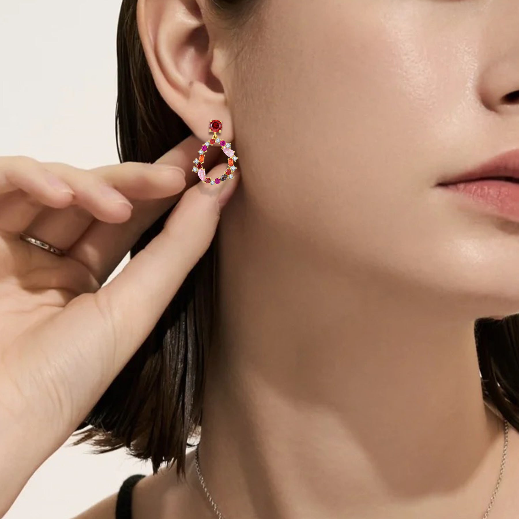 Trendy Colored Gemstone Earrings – 925 Silver Zircon Hoops & Dangles for Women