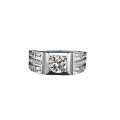Felistly Jewelry: men gents ring S925 Sterling Silver Moissanite Men's Ring 1ct D Color Closed Thick Plated White Gold Bold & Minimalist Style