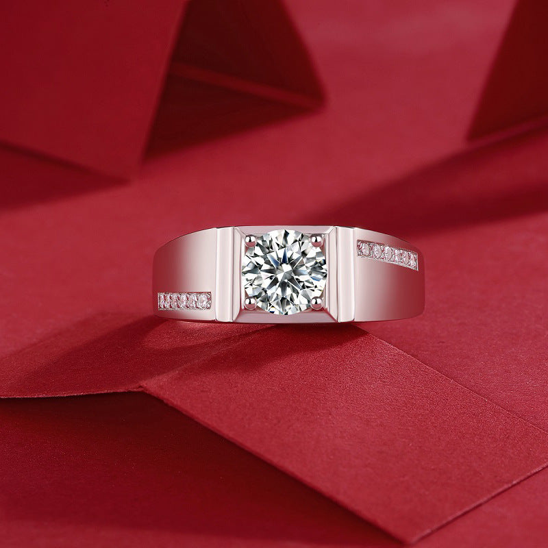 Men gents ring 3ct S925 Sterling Silver Moissanite Minimalist Men's Ring