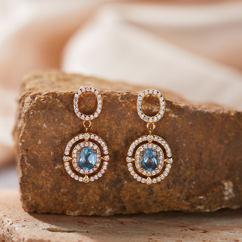 Luxury S925 Sterling Silver 18K Gold-Plated Natural Gemstone Earrings – Exclusive Minimalist Jewelry