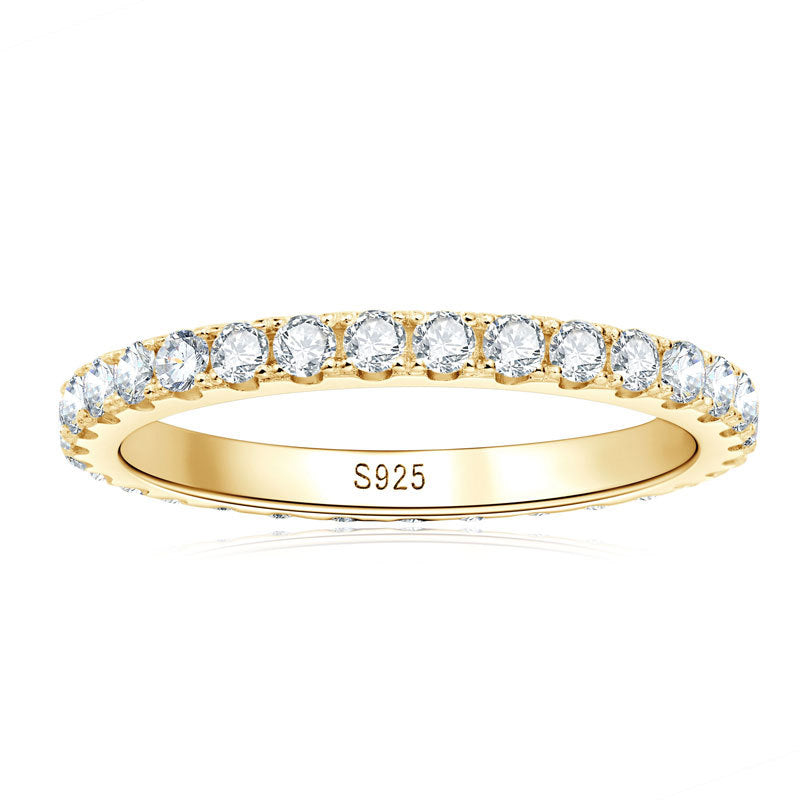Felistly Jewelry Moissanite  Full Eternity Thin Wedding Band For Women