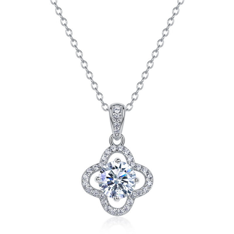 Lucky Clover Paved Necklace – Sterling Silver with Ethical Lab-Created Gemstones