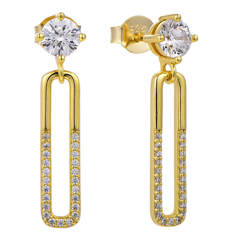 S925 Sterling Silver Cubic Zirconia Huggie Hoop Earrings, Trendy Light Luxury Elegant Earrings for Women