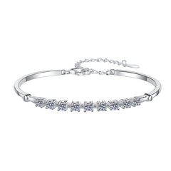 Felistly Jewelry: Adjustable Moissanite Slider Bracelet Set - 925 Silver Stackable Bangle & Chain