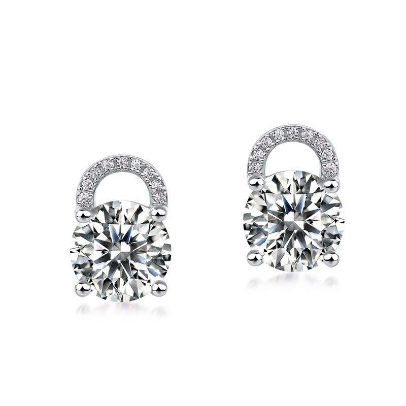 3ct Moissanite & Colored Gem Stud Earrings - 925 Silver Premium Everyday Jewelry