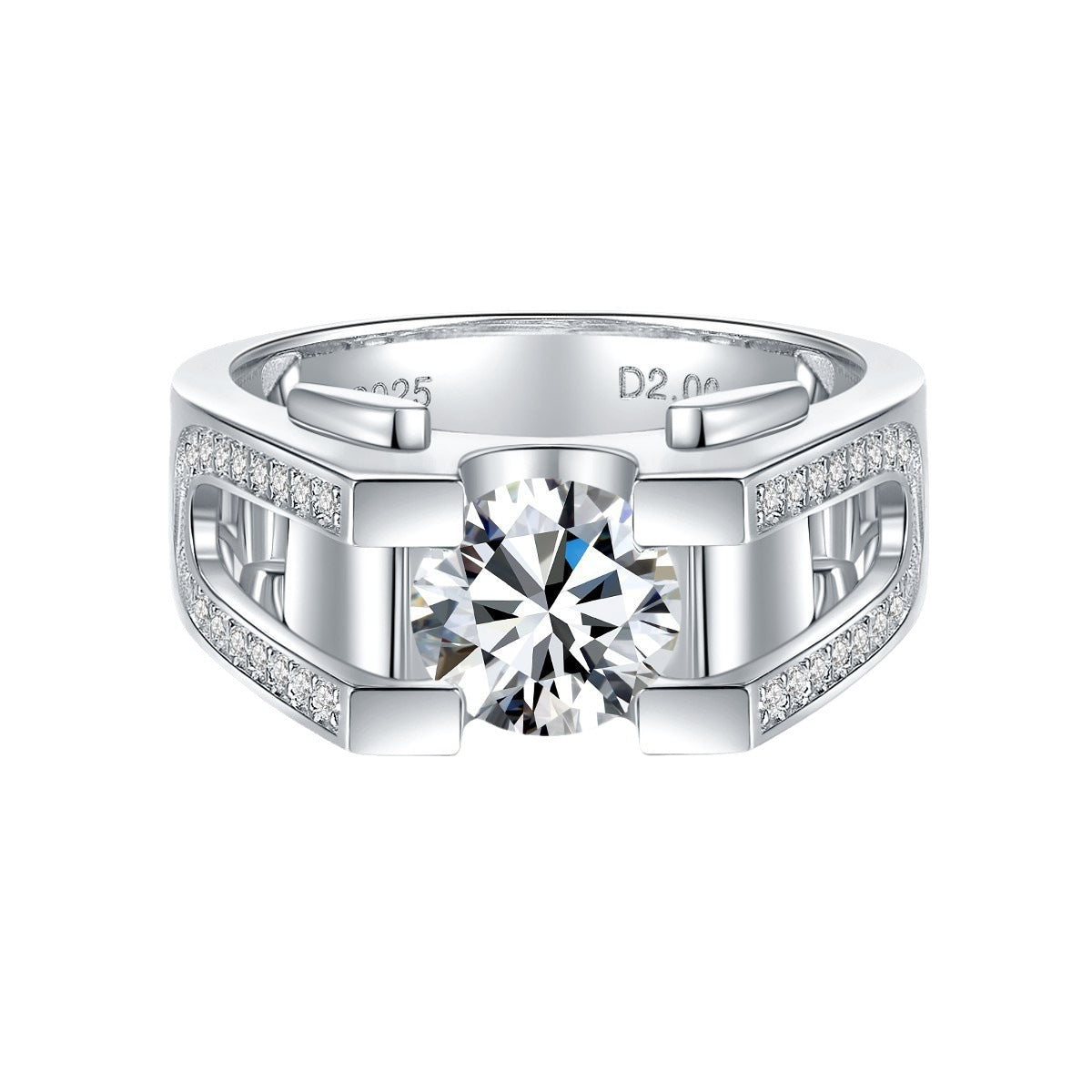 Felistly Jewelry: Men gents ring 2CT Moissanite Men's Ring in S925 Sterling Silver - Luxury Minimalist Design, Elegant Wedding Band Jewelry for Men