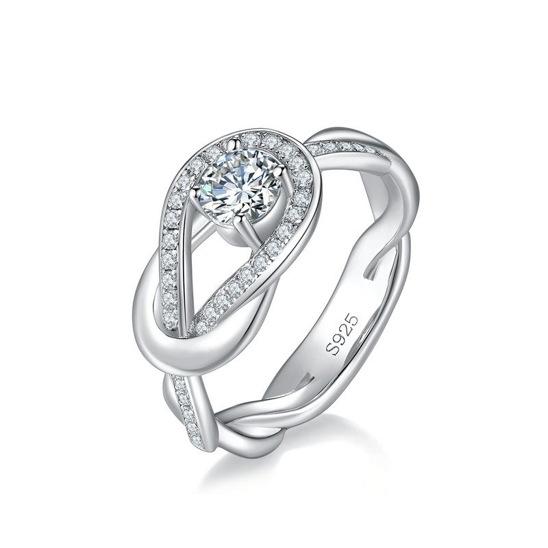 engagement rings for women | Button-Design Moissanite Ring – Platinum Plated 925 Silver Jewelry