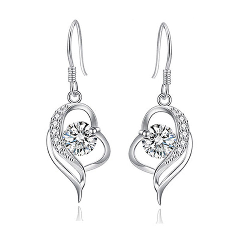 Korean Style Heart Earrings - 925 Silver Lab Pink Diamond Studs for Women