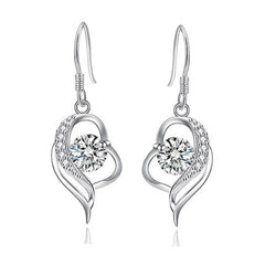 Korean Style Heart Earrings - 925 Silver Lab Pink Diamond Studs for Women