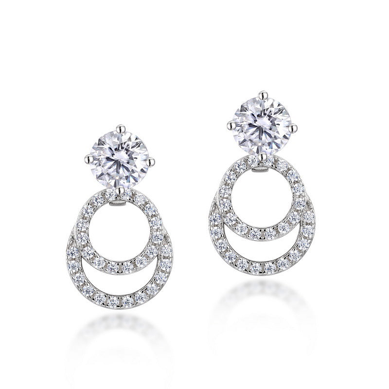 1ct Moissanite Double Hoop Earrings - 925 Silver Face-Framing Jewelry for Women