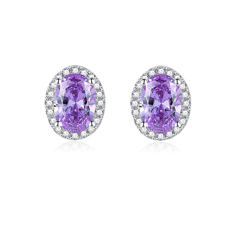 Birthstone Stud Earrings - 925 Silver 12 Months Gem Collection (Hypoallergenic)