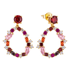 Trendy Colored Gemstone Earrings – 925 Silver Zircon Hoops & Dangles for Women