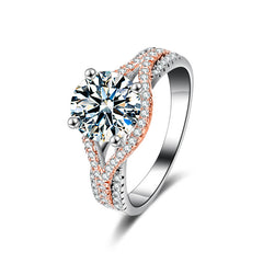 2ct True Love Intertwined Series Moissanite Ring – 925 Sterling Silver Platinum-Plated-engagement rings for women