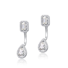 2-Way Pear Moissanite Earrings - 925 Silver Convertible Stud/Dangle Earrings