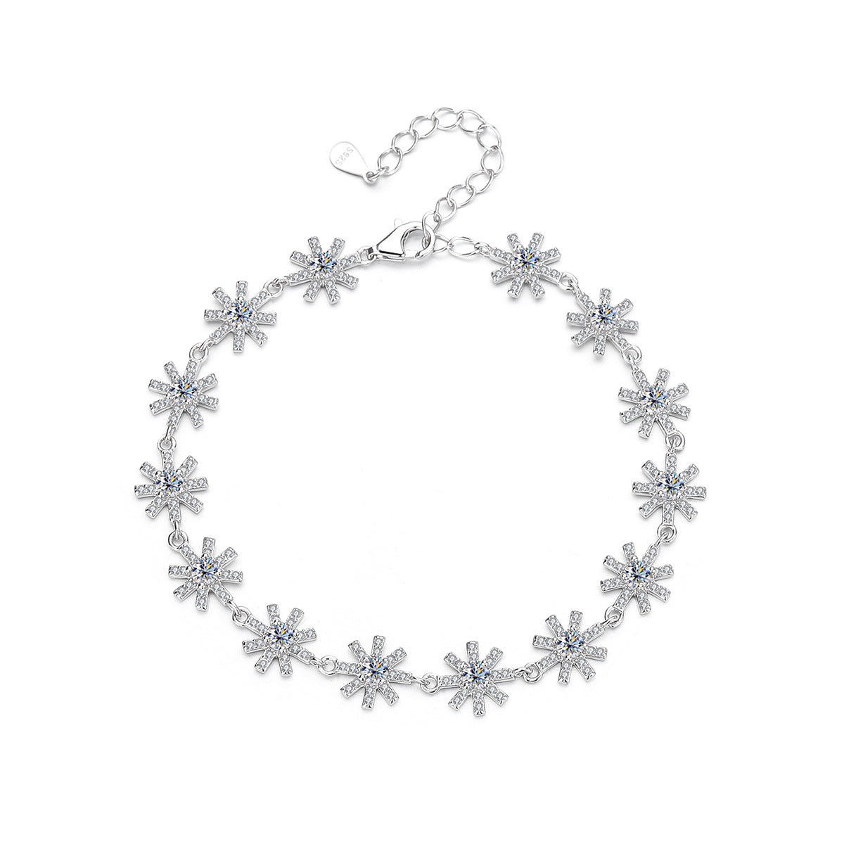 Felistly Jewelry: Sparkling Cross Flower Bracelet - 925 Silver Moissanite Dainty Jewelry for Women