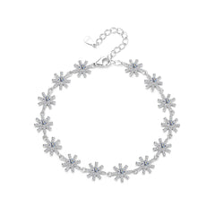 Felistly Jewelry: Sparkling Cross Flower Bracelet - 925 Silver Moissanite Dainty Jewelry for Women