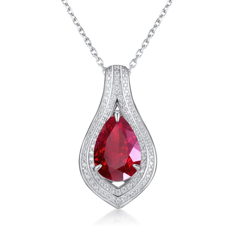 Vintage-Inspired Lab-Created Ruby Pendant - 925 Silver Heirloom-Quality Necklace